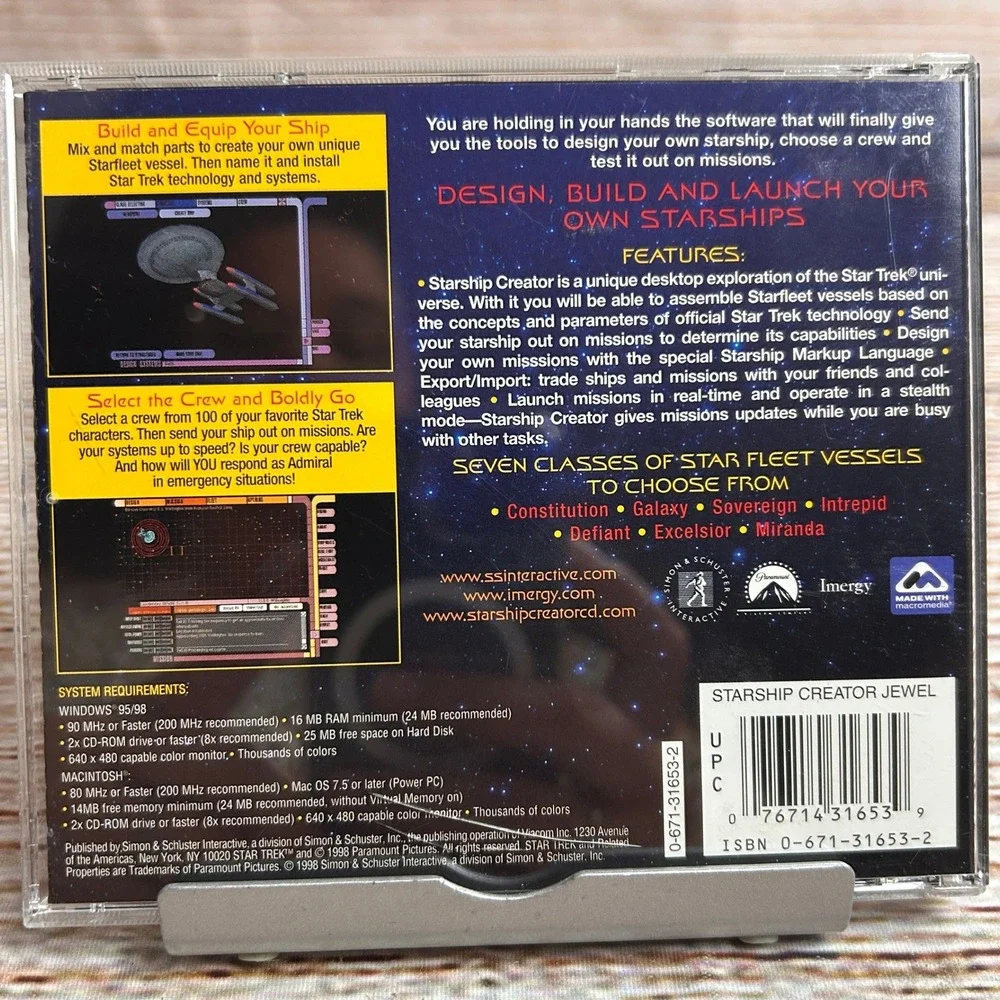 Star Trek Starship Creator PC Mac 1998 Simon & Schuster Interactive 0671316532